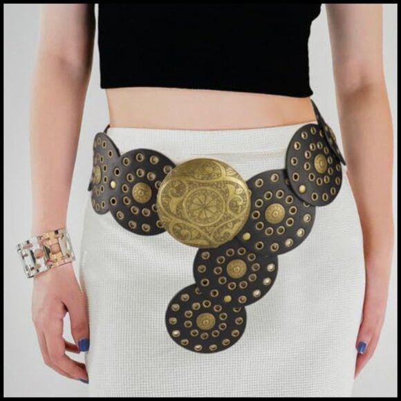 Wide Disc Link Belt Boho Western Waist Belt for Dresses Jeans Casual Wear main image 5